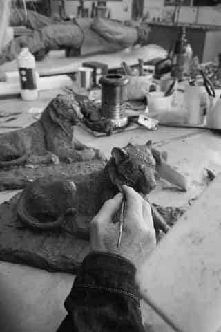 Jeunes lions, cires avant tirages en bronze, @aurelienraynaud